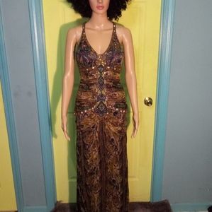 MULTI-COLORED SUE WONG EVENING GOWN